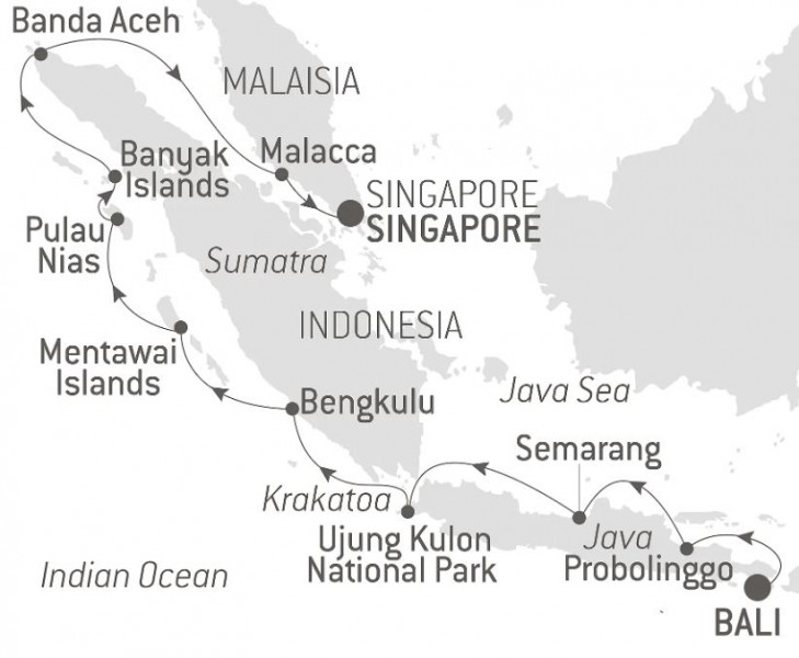 Маршрут тура «Круиз по Индонезии в Сингапур»