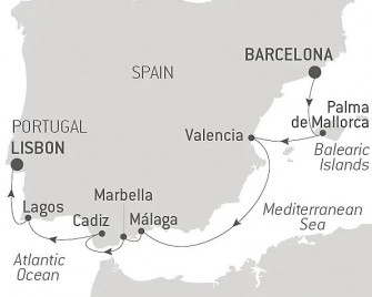 Маршрут круиза «Путешествие по Южной Испании и Португалии – со Smithsonian Journeys»