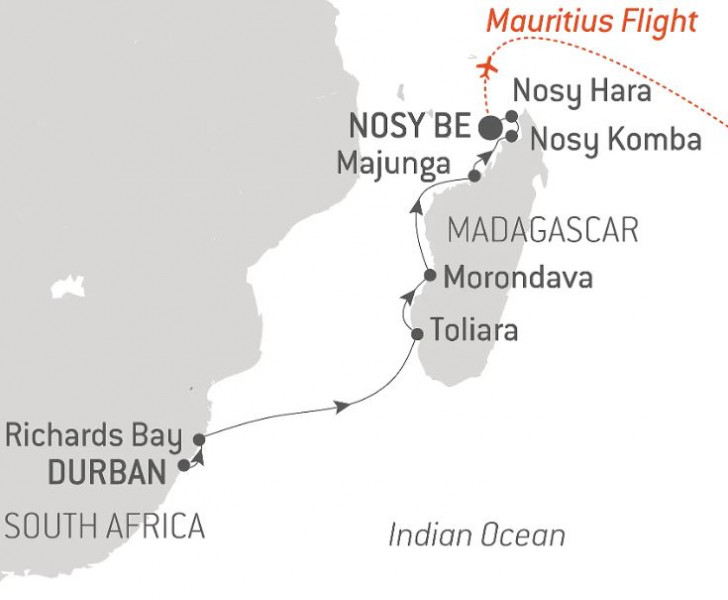 Маршрут тура «Новогодний круиз по Мадагаскару»