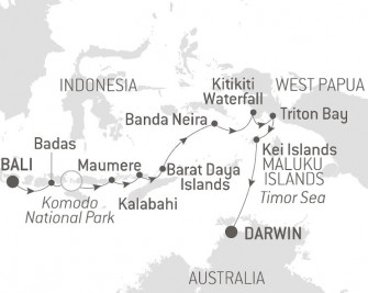Маршрут круиза «Путешествие в Индонезию: драконы, рифы и Острова Специй — с Smithsonian Journeys»
