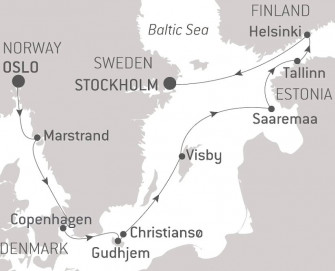 Маршрут круиза «Острова и города Северного и Балтийского морей»
