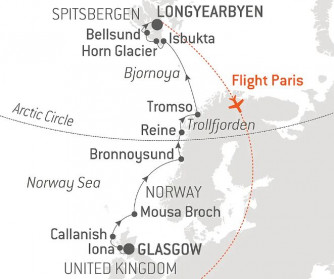 Маршрут круиза «Круиз из Шотландии на Шпицберген»