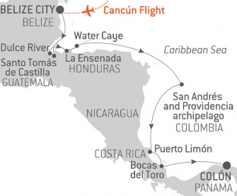 Маршрут круиза «Тропическая одиссея по Центральной Америке»