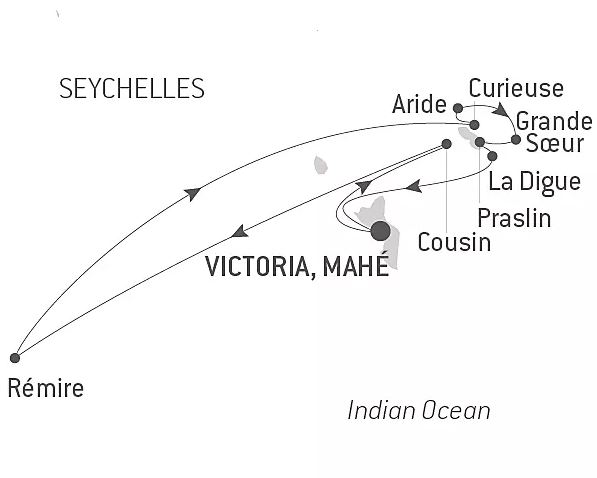 Маршрут тура «Круиз по Сейшельским островам»