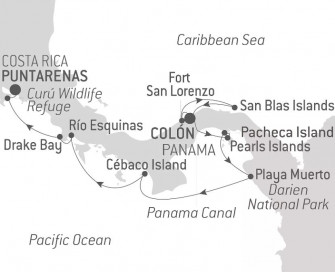 Маршрут круиза «Секреты Центральной Америки: Панама и Коста-Рика»