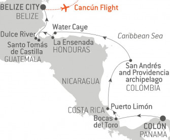 Маршрут круиза «Тропическая одиссея по Центральной Америке»