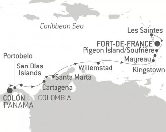 Маршрут круиза «Панама, Колумбия и Карибские острова»