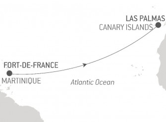 Маршрут круиза «Трансокеания: из Фор-де-Франс в Лас-Пальмас»