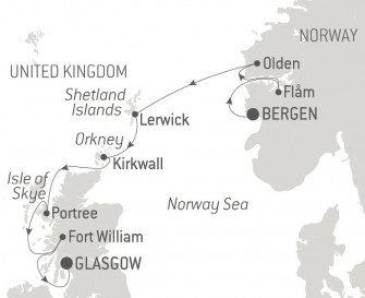 Маршрут круиза «Путешествие по Шотландским островам и норвежским фьордам - со Smithsonian Journeys»