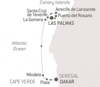 Маршрут круиза «Вулканические пейзажи от Канарских островов до Кабо-Верде»