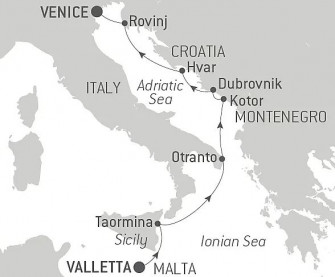 Маршрут круиза «Мальта и побережье Адриатики»