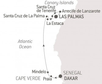 Маршрут круиза «Вулканические пейзажи Кабо-Верде и Канарских островов»