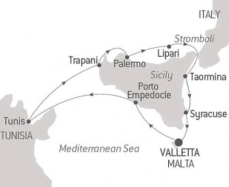 Маршрут круиза «Настоящая Сицилия со Smithsonian Journeys»