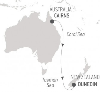 Маршрут круиза «Морской переход из Кэрнса в Данидин»