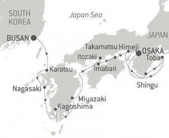 Маршрут круиза «Настоящая Япония»