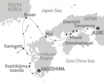 Маршрут круиза «Япония: природный архипелаг и светское наследие»