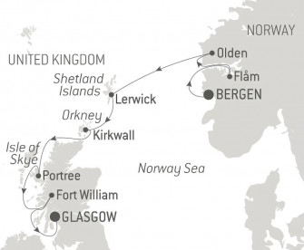 Маршрут круиза «Путешествие по Шотландским островам и норвежским фьордам - со Smithsonian Journeys»