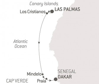 Маршрут круиза «Вулканические пейзажи от Кабо-Верде до Канарских островов»