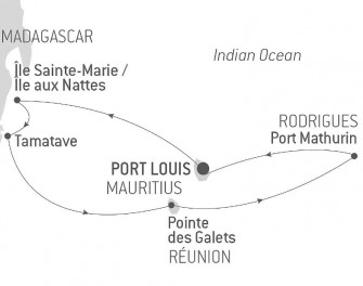 Маршрут круиза «Мадагаскар и приключения на Маскаренских островах»