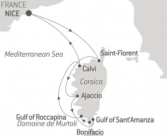 Маршрут круиза «Берега Корсики под парусом Le Ponant»