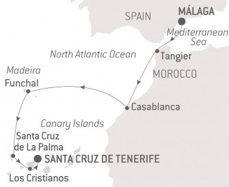 Маршрут круиза «Атлантическая одиссея от Пиренейского полуострова до Канарских островов»