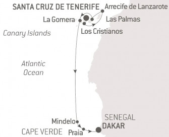 Маршрут круиза «Вулканические пейзажи от Канарских островов до Кабо-Верде»