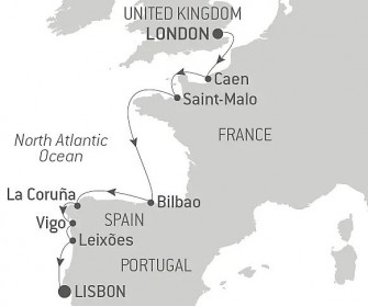 Маршрут круиза «Из Лондона в Лиссабон: путешествие по западным берегам Европы – со Smithsonian Journeys»
