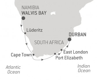 Маршрут круиза «Побережье Намибии и Южной Африки»