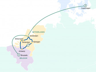 Маршрут круиза «Нидерланды и Бельгия в цветах - комбинированный тур с Копенгагеном»