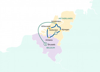 Маршрут круиза «Нидерланды и Бельгия в цветах - комбинированный тур с Брюсселем»