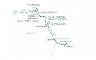 Маршрут круиза «Восточные Карибы и Сен-Бартелеми»