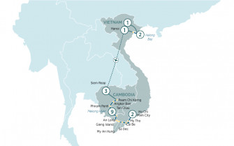 Маршрут круиза «Сокровища и храмы Вьетнама и Камбоджи»