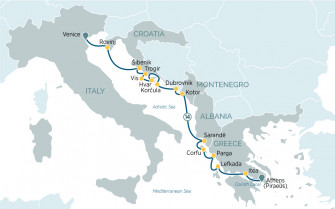 Маршрут круиза «Средиземноморское приключение из Венеции в Афины»