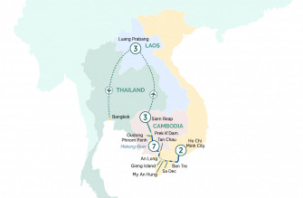 Маршрут круиза «Тур по Юго-Восточной Азии и круиз по реке Меконг»