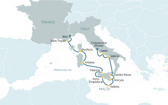 Маршрут круиза «Золотые берега Италии и Франции»