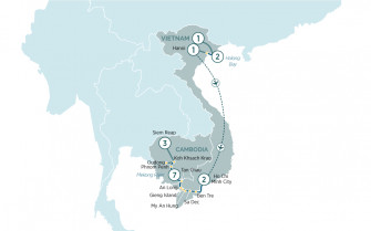 Маршрут круиза «Сокровища и храмы Вьетнама и Камбоджи»