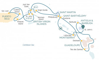 Маршрут круиза «Яхтинг на Карибских островах »