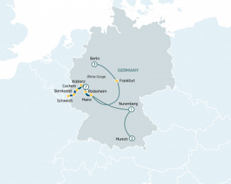 Маршрут круиза «Круиз по Рейну и Мозелю. Комбинированный тур по Германии »