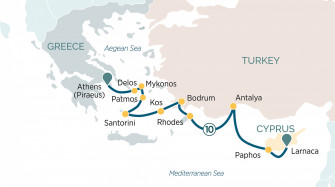 Маршрут круиза «Путешествие по Греции, Турции и Кипру»