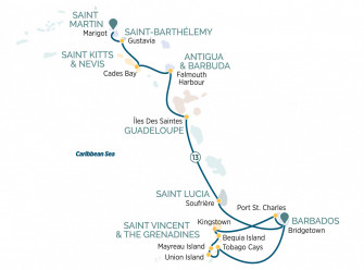 Маршрут круиза «Гренадины и Наветренные острова»