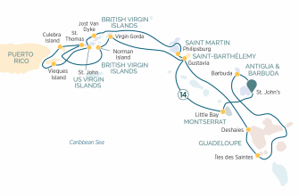 Маршрут круиза «Яхтинг на Карибских островах »