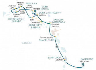 Маршрут круиза «Скрытые сокровища Карибских островов»