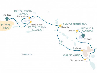 Маршрут круиза «Круиз на яхте по Карибским островам »