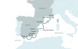 Маршрут круиза «Круиз по Андалусии и Лазурному берегу»