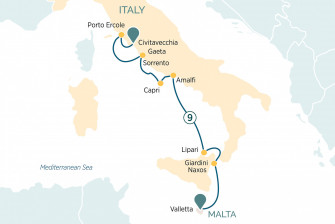 Маршрут круиза «Мальта, Сицилия и побережье Амальфи»