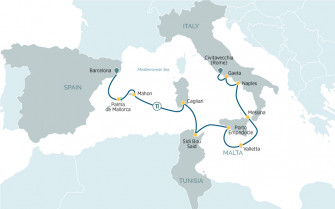 Маршрут круиза «Культуры Средиземноморья»