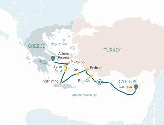 Маршрут круиза «Историческое путешествие из Ларнаки в Афины»