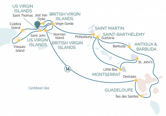 Маршрут круиза «Яхтинг на Карибских островах »