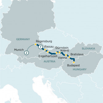 Маршрут круиза «Октоберфест и круиз по Дунаю»
