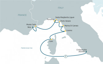 Маршрут круиза «Французская и Итальянская Ривьеры »